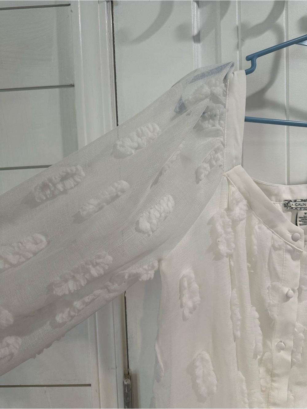 A. Calin by Flying Tomato Ivory 3D Floral Mini Dress M Cottagecore Boho Bridal - Picture 4 of 5